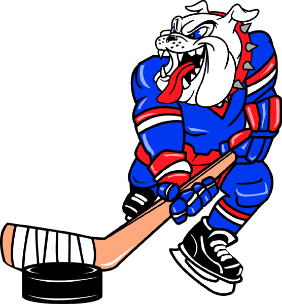 Bulldog hockey player team mascot color vinyl sports decal. Make it yours! Bulldog Hockey 2